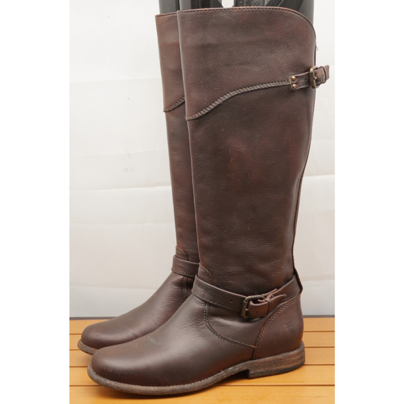 FRYE Phillip Riding EQUESTRIAN Leather Knee High Rider Boots Womens Sz 7 B - Picture 1 of 12